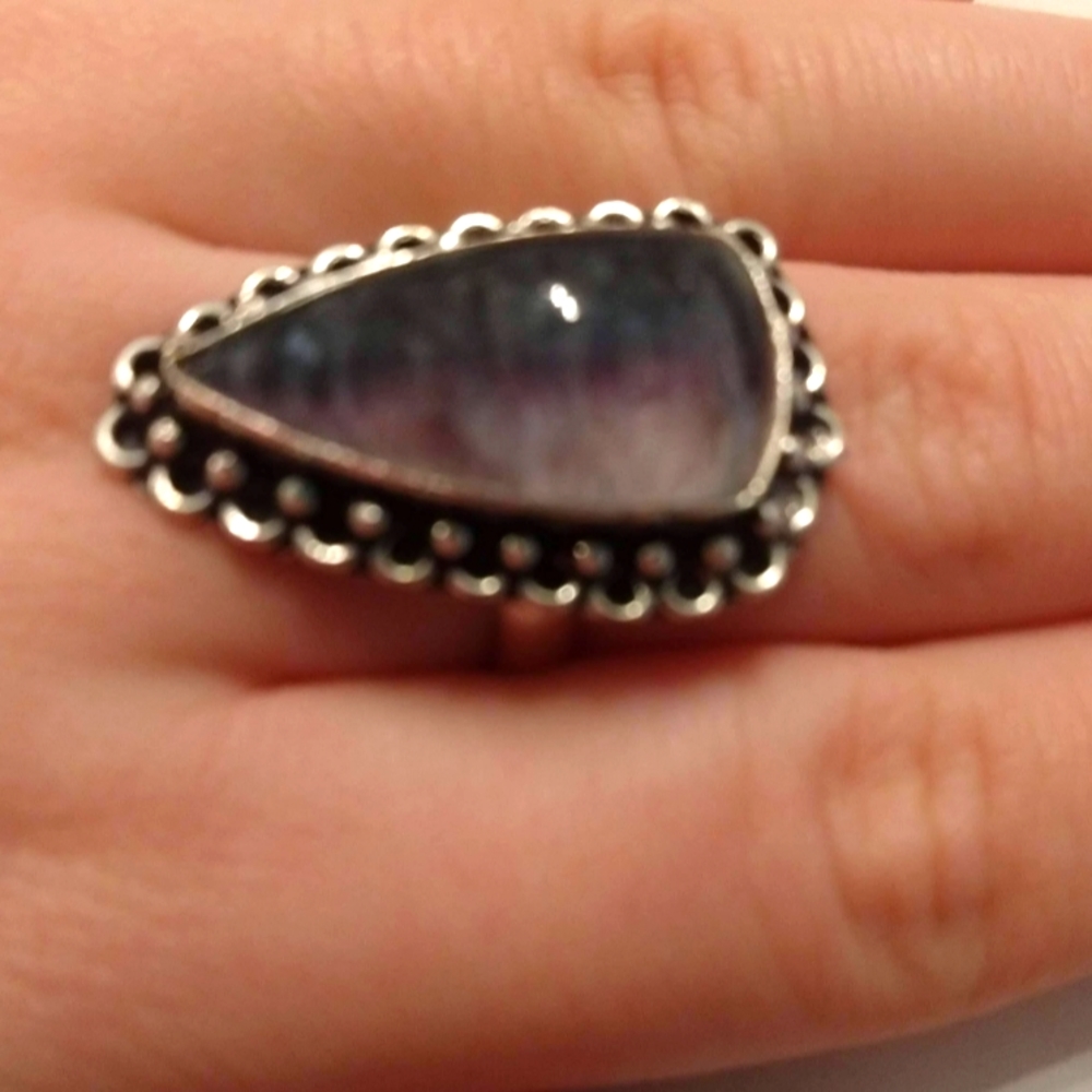 Fluorite ring, 925 made in India.